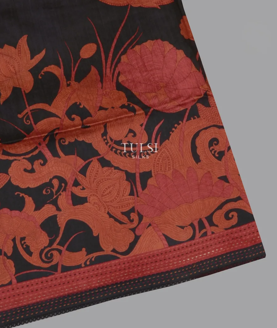 Black Tussar Printed Saree T672987-image