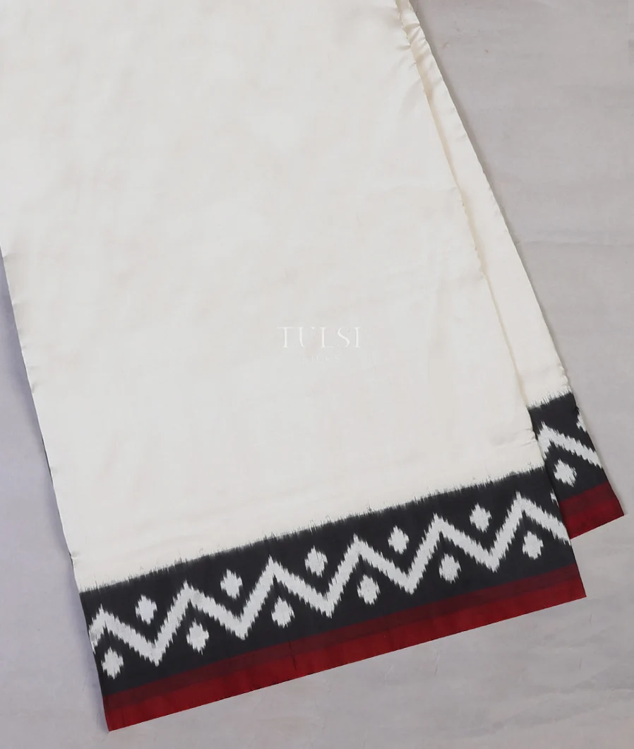 Off-White Ikat Silk Saree T663722-image