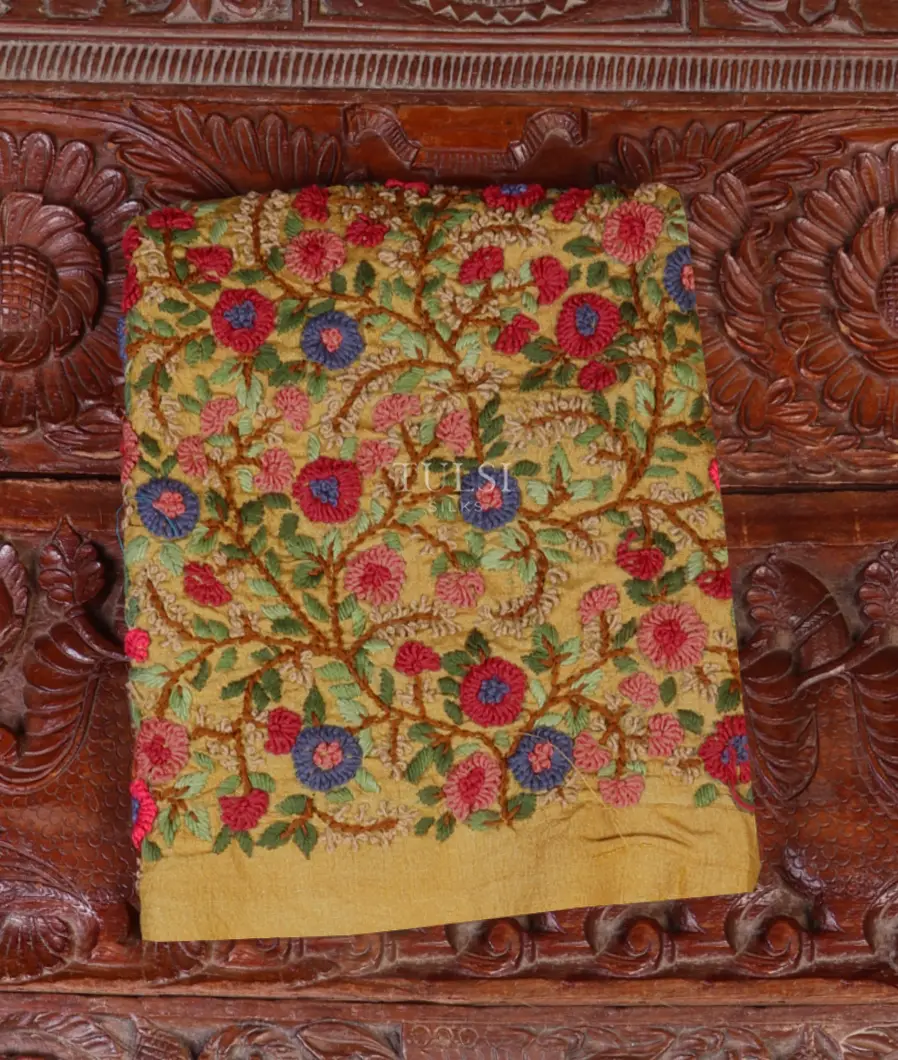 Yellow Tussar Embroidery Blouse T669837-image