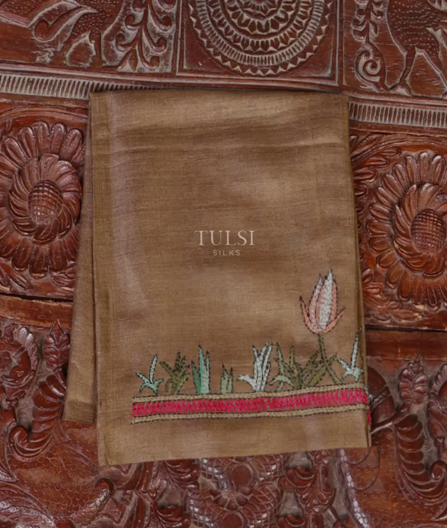 Beige Tussar Embroidery Blouse T608702-image