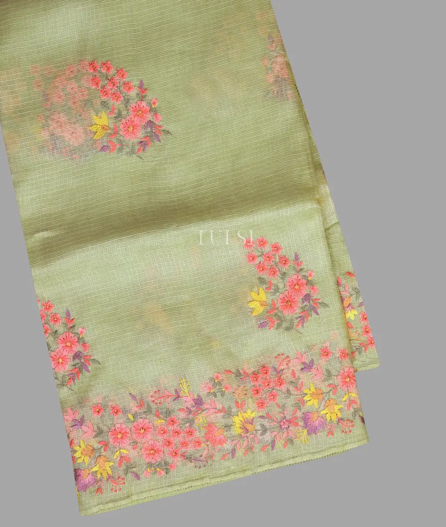 Green Silk Kota Embroidery Saree T658796-image