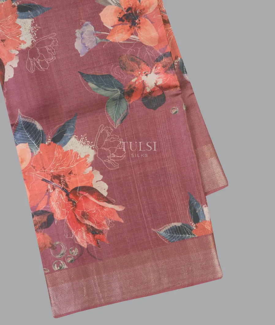 Purple Tussar Printed Saree T618974-image