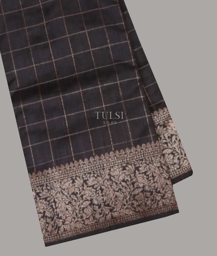 Black Banaras Tussar Saree T610166-1-image