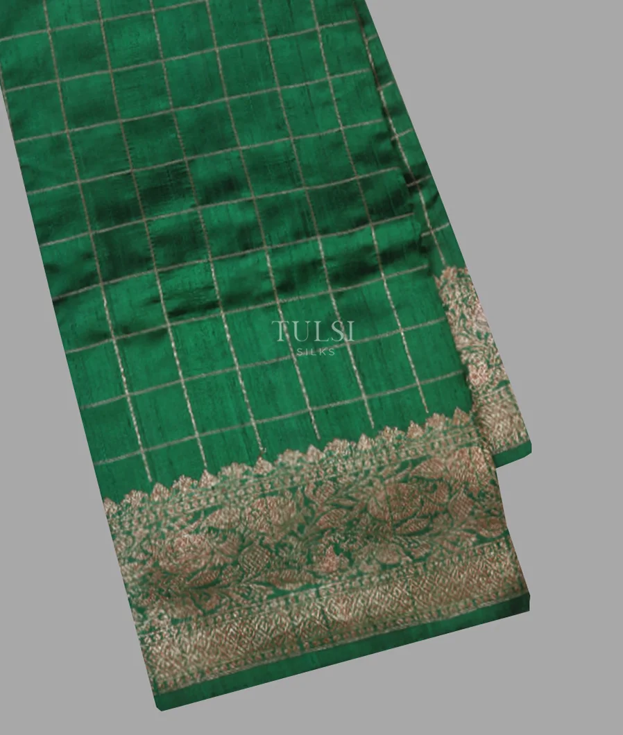 Green Banaras Tussar Saree T654356-1-image