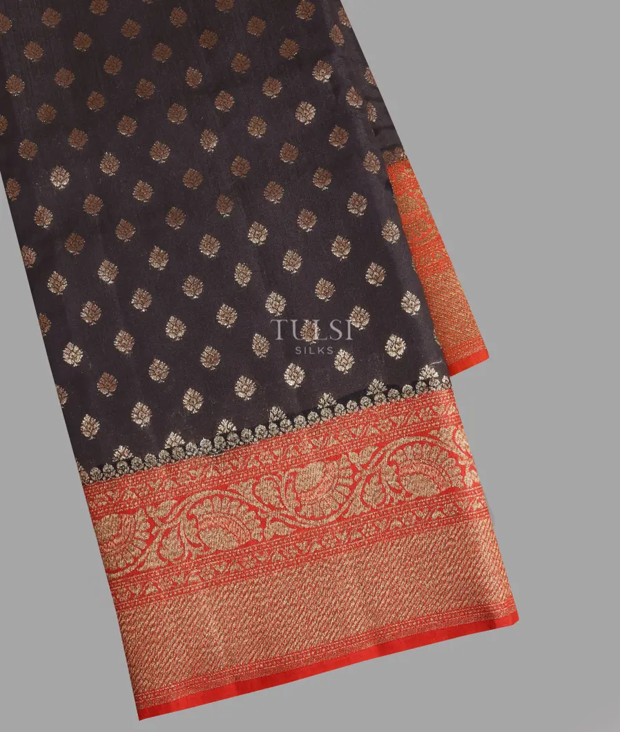 Black Banaras Tussar Saree T663122-image