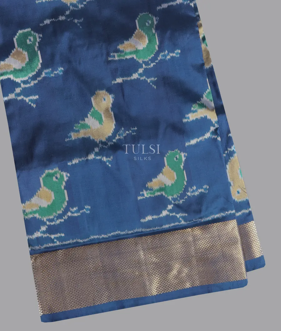 Blue Ikat Silk Saree T675136-image