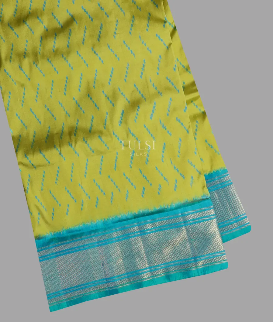 Yellowish Green Ikat Silk Saree T675126-image