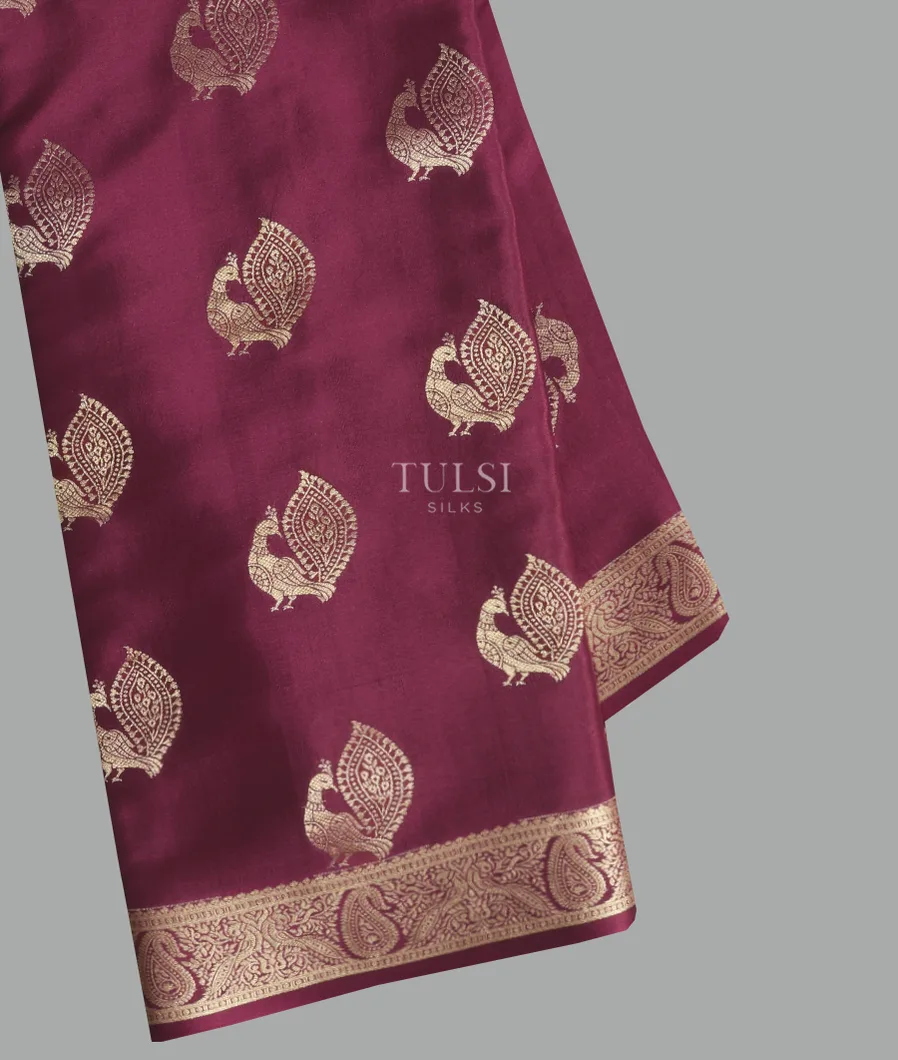 Burgundy Mysore Silk Saree T675493-image