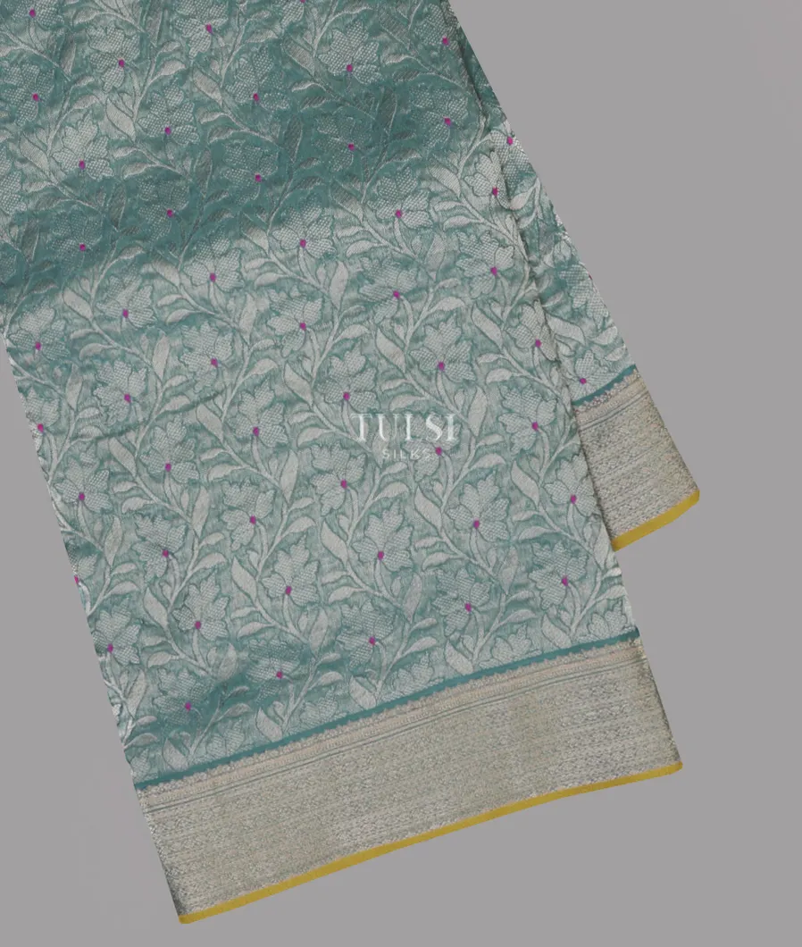 Greyish Blue Mysore Crepe Silk Saree T661657-image