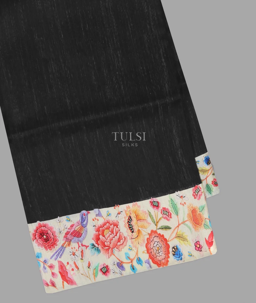 Black Tussar Printed Saree T645734-image