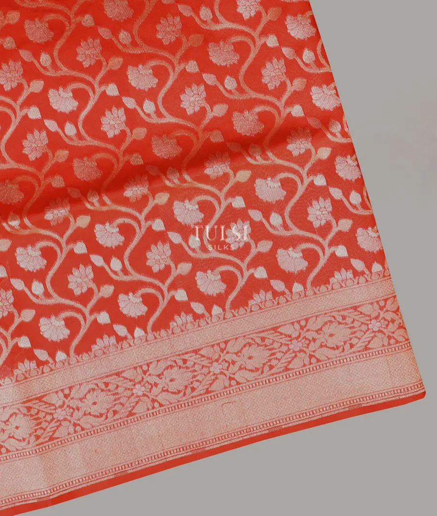 Coral Red Banaras Kathan Silk Saree T662403-image