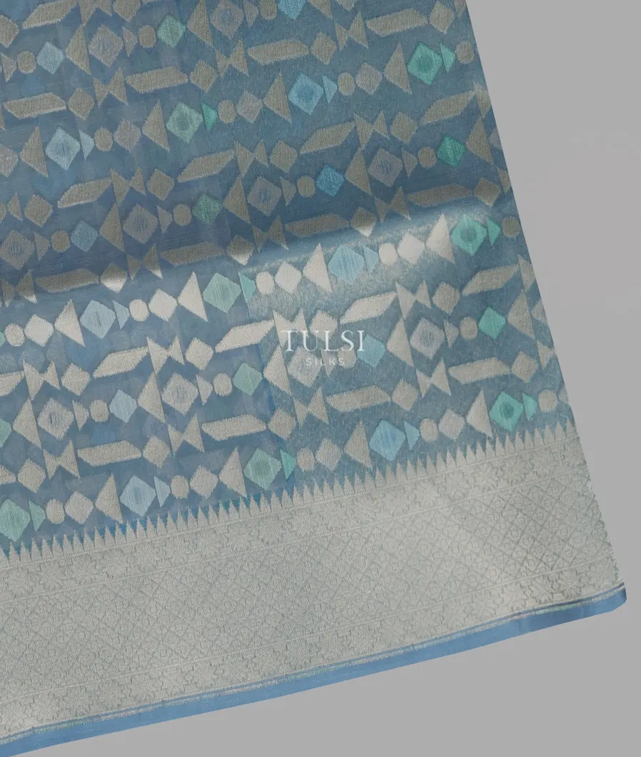 Blue Banaras Organza Saree T675253-image