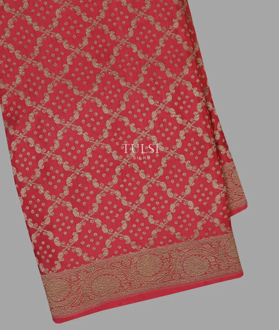 Reddish Pink Banaras Georgette Silk Saree T597580-image