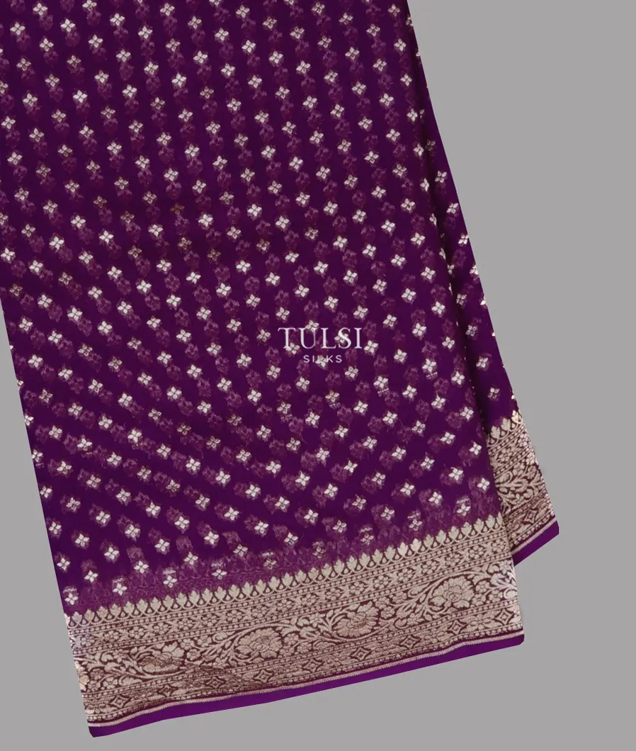 Purple Banaras Georgette Silk Saree T643621-image