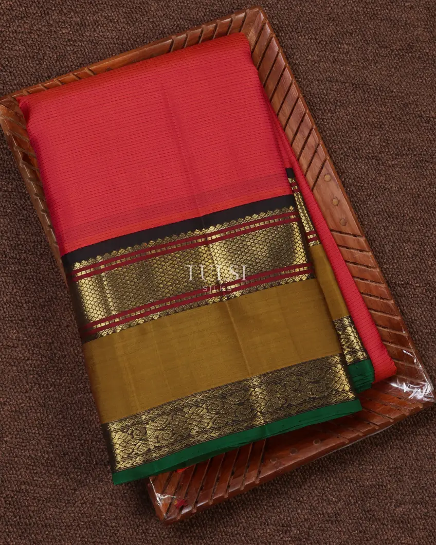 Coral Red Kanjivaram Silk Saree T646944-image