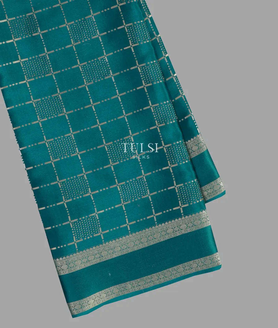Teal Blue Mysore Silk saree T675526-image