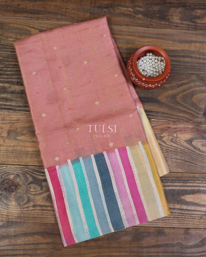 Pink Tussar Printed Saree T674692-image