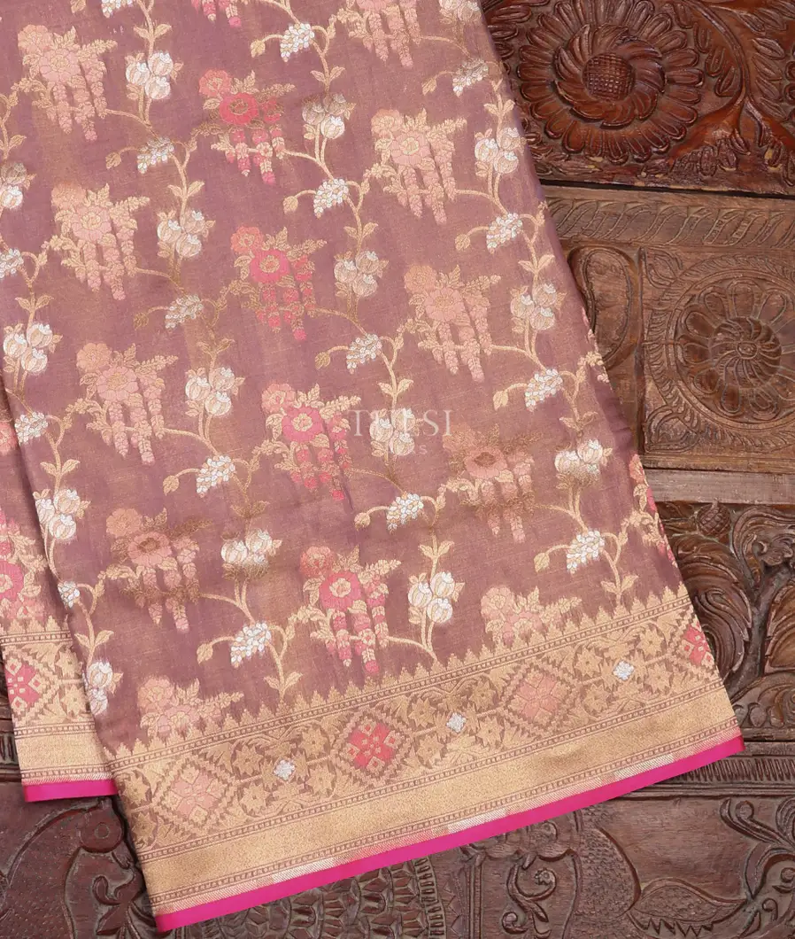 Light Lavender Banaras Tissue Silk Saree T673794-image