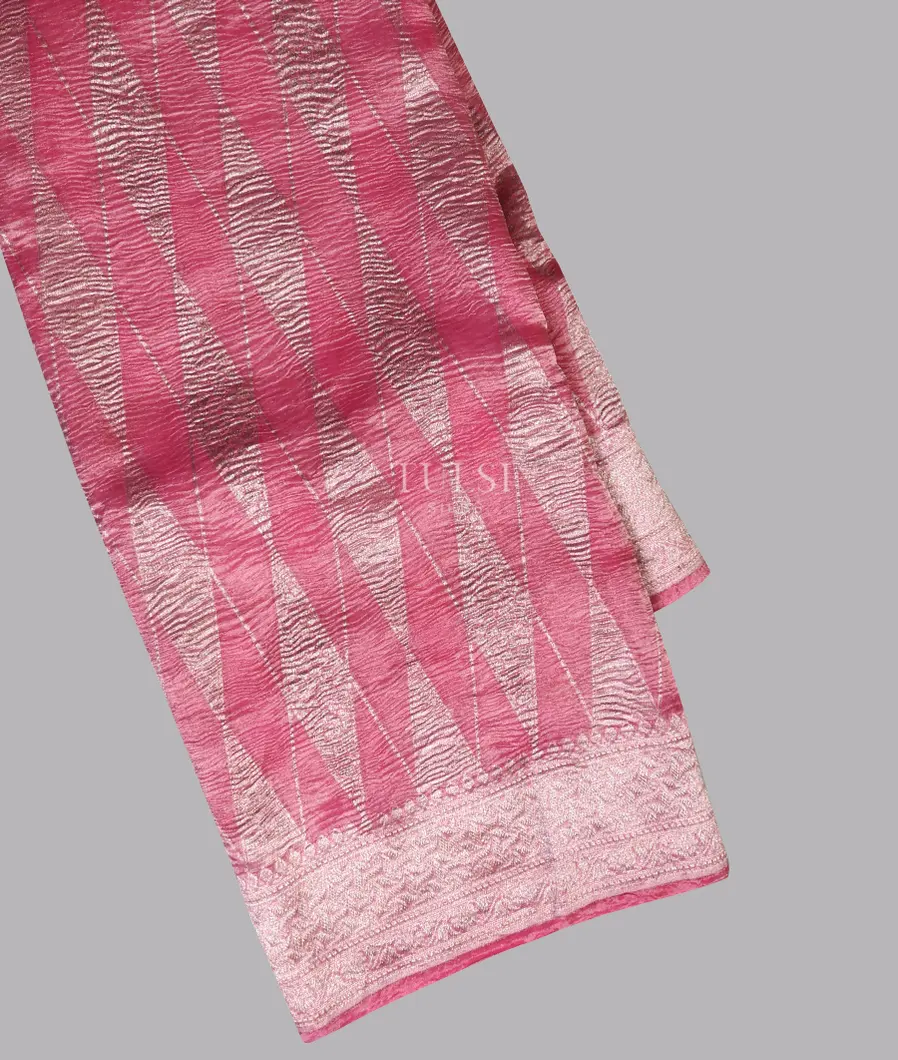 Pink Banaras Tissue Crushed Organza Saree T658234-image