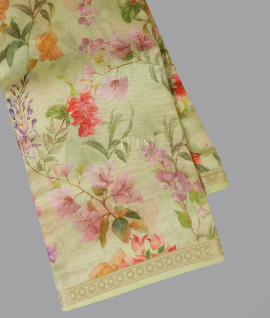 Light Green Tussar Cotton Saree T619159-1-image