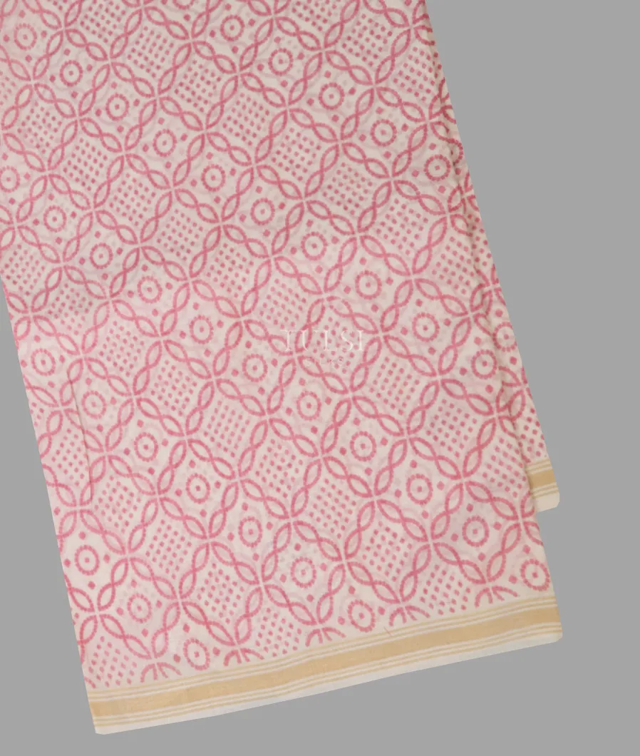 Off - White Maheshwari Printed Cotton Saree T593613-1-image