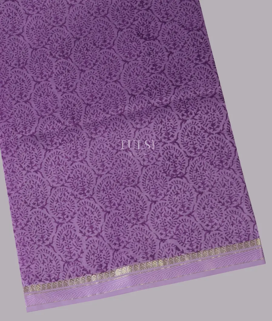 Lavender Maheshwari Printed Cotton Saree T657596-image