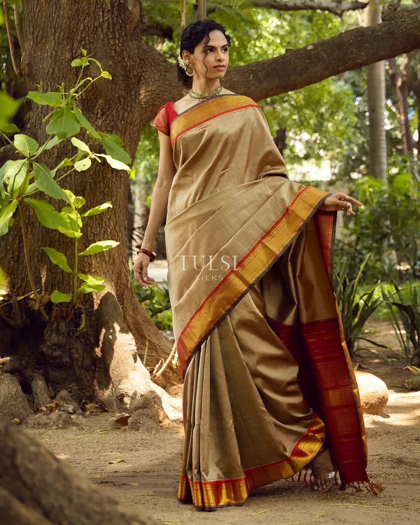Beige Kanjivaram Silk Saree T662091-image