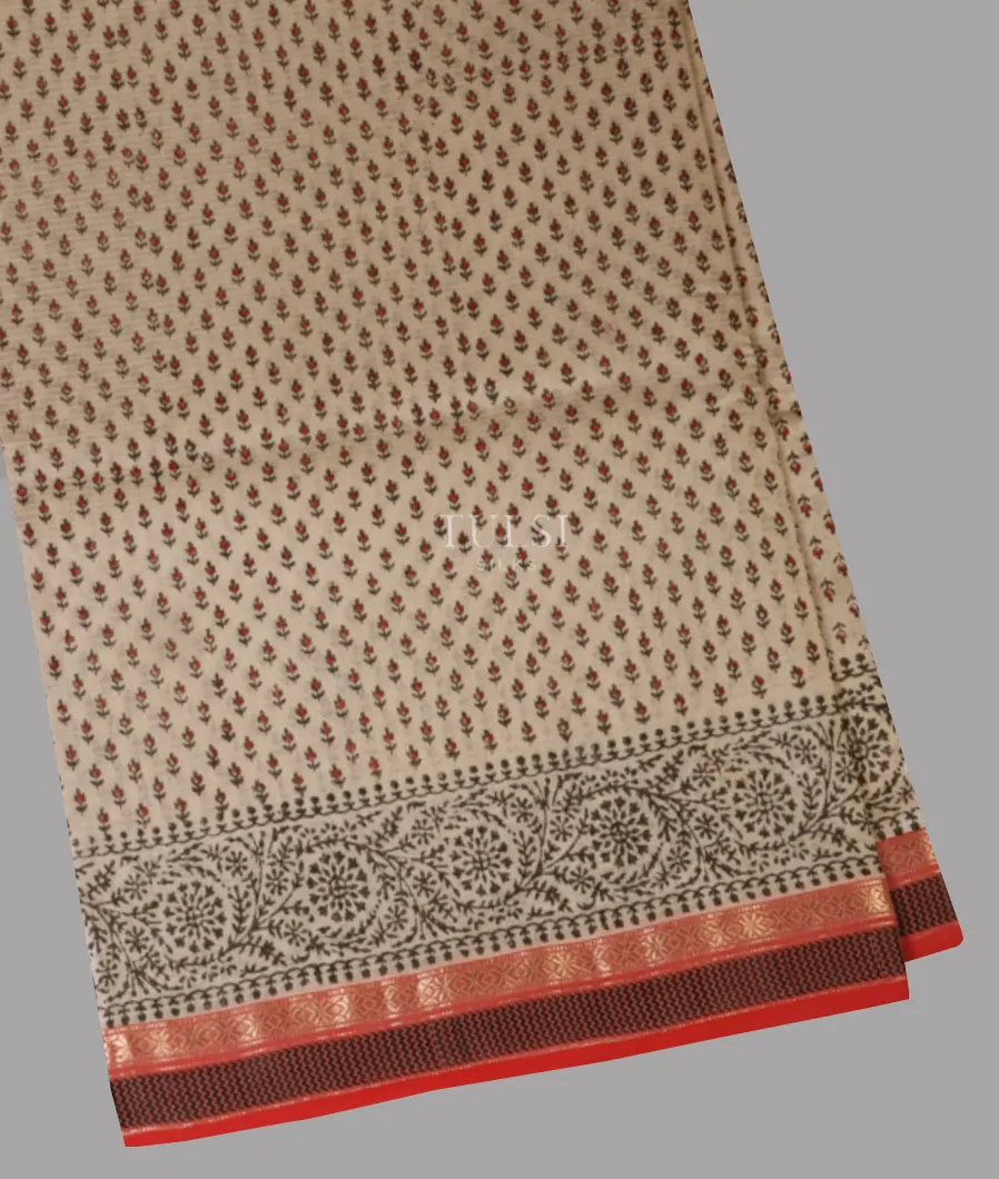 Beige Maheshwari Printed Cotton Saree T657613-image