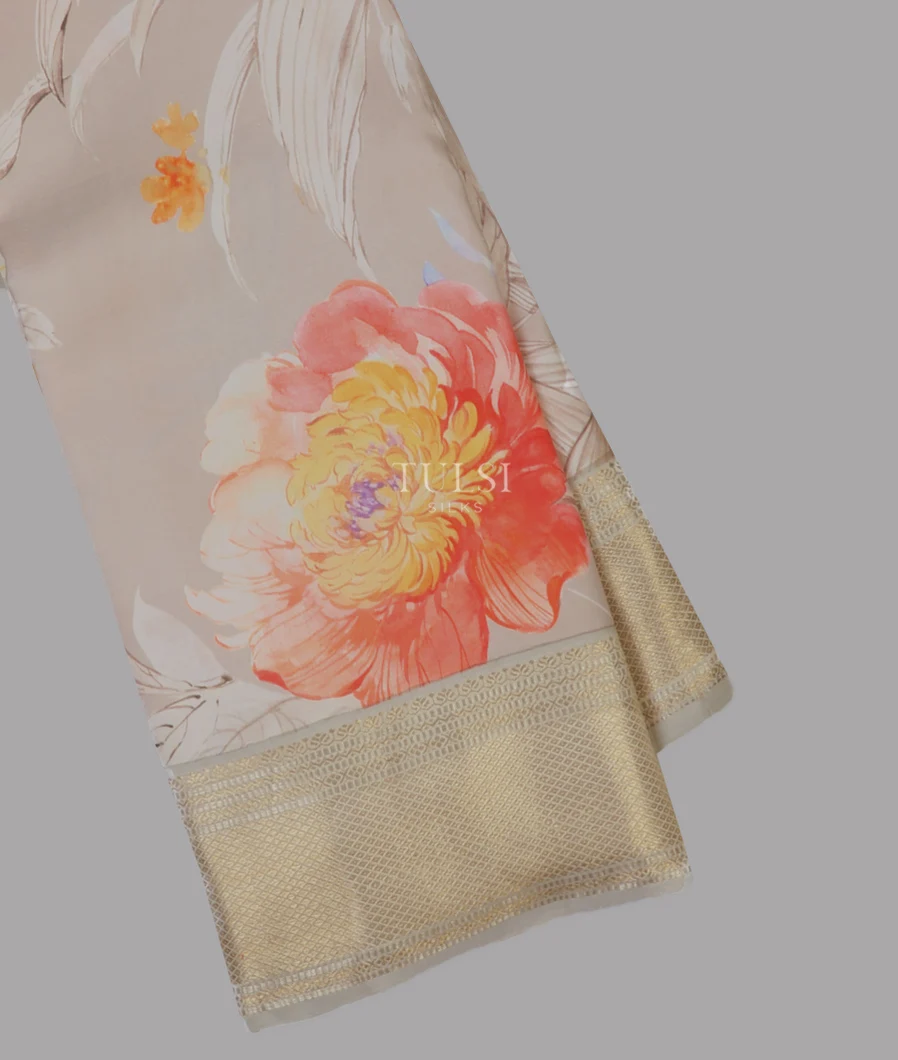 Grey Printed Kanjivaram Silk Saree T673338-image