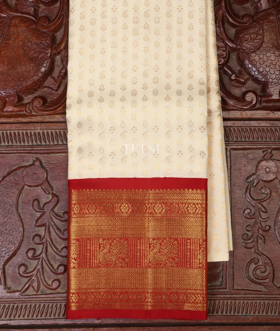 Off - White Kanjivaram Silk Kids Pavadai T563692-1-image