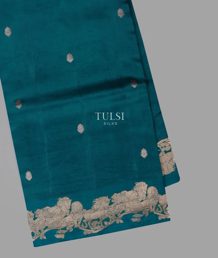 Peacock Blue Banaras Silk Saree T670062-image