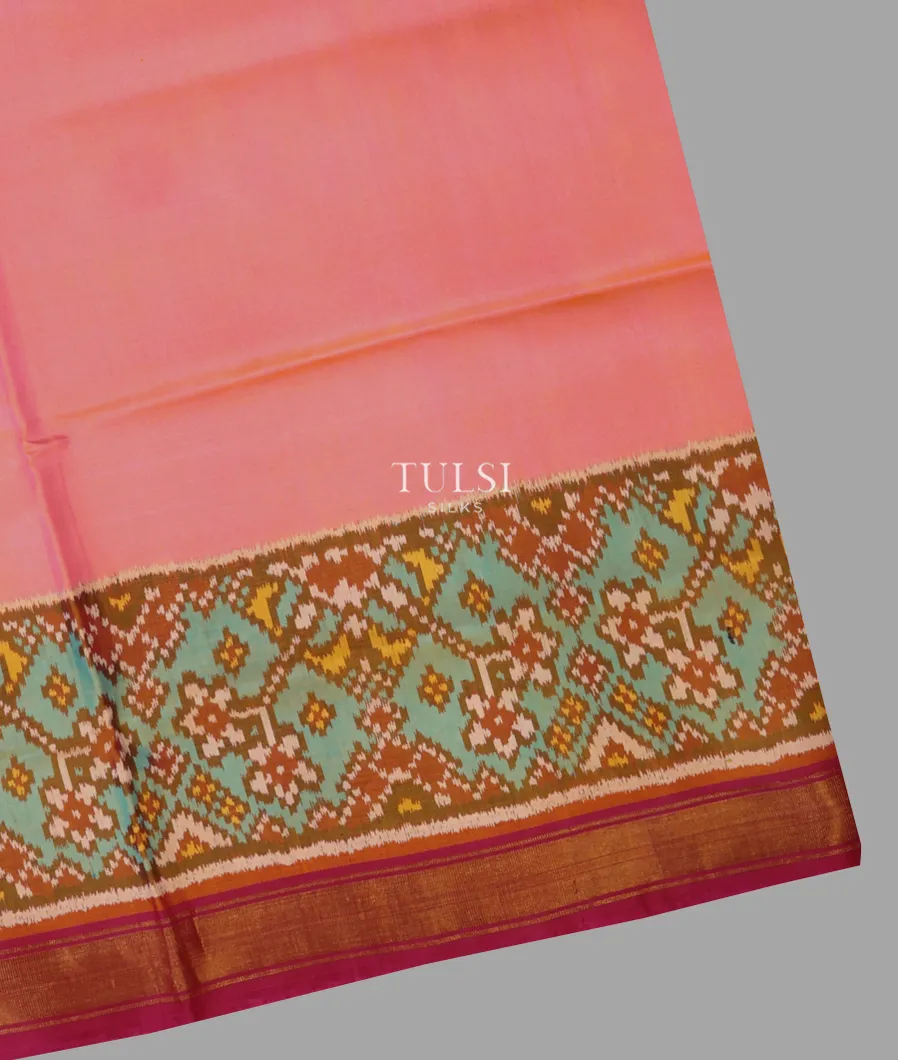 Pinkish Peach Patola Silk Saree T663603-image