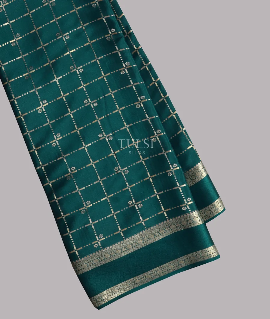 Peacock Blue Mysore Silk Saree T605219-image