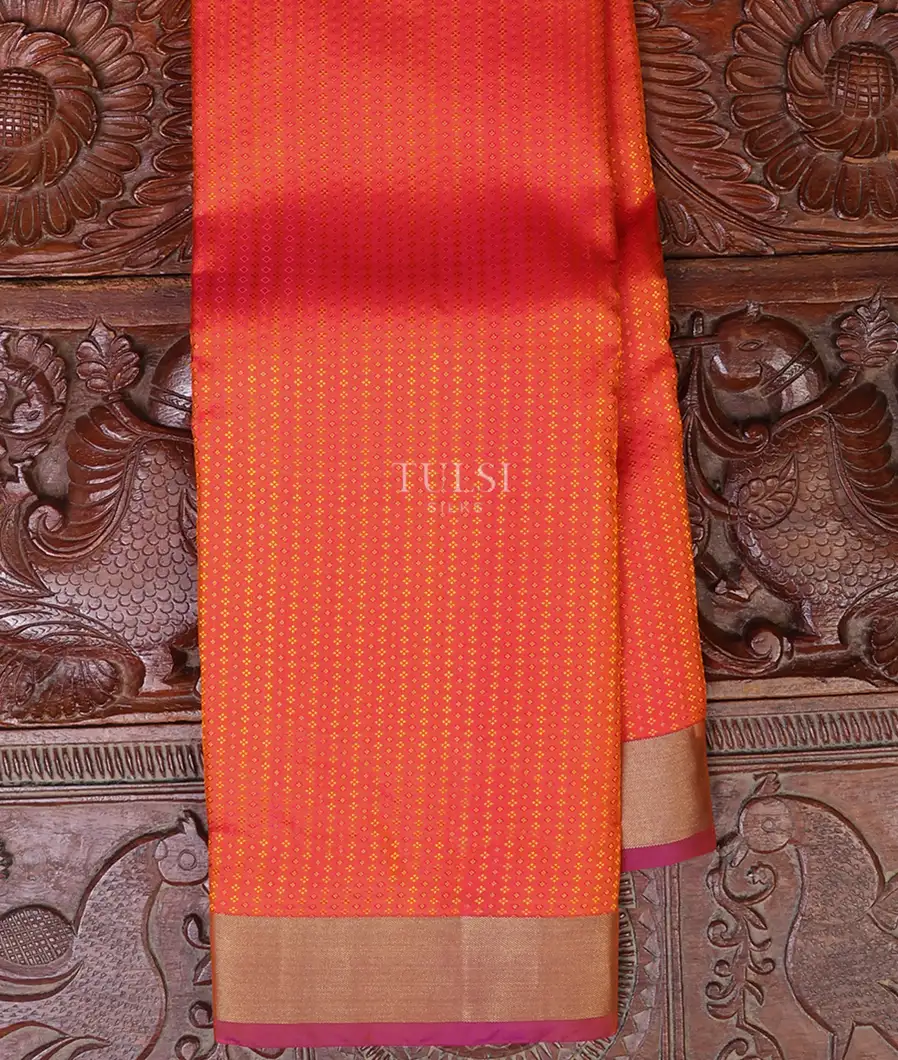 Orangish Pink Soft Silk Saree T661334-image