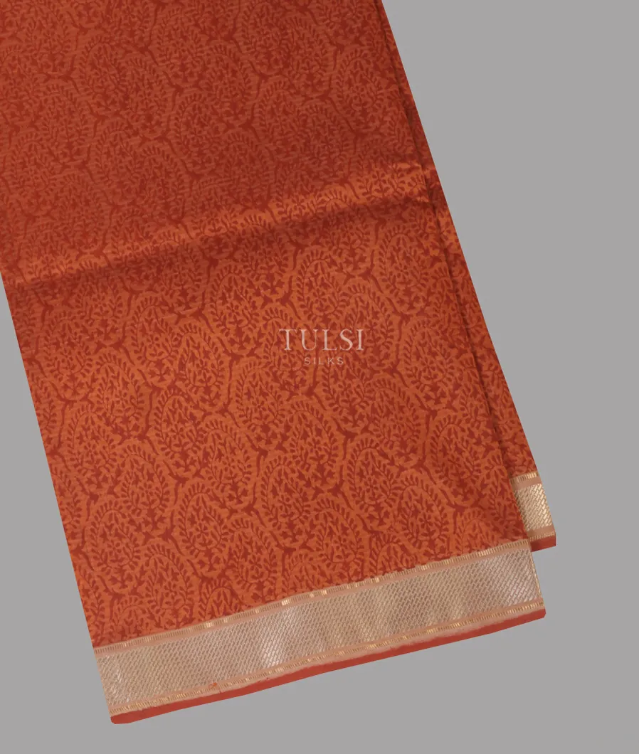 Orange Maheshwari Printed Cotton Saree&nbsp;T657614-image