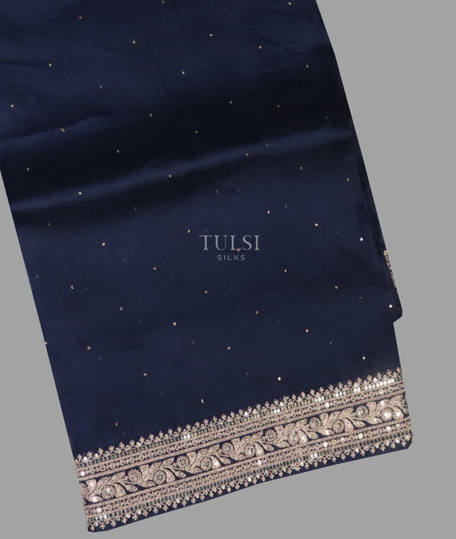 Midnight Blue Kora Organza Embroidery Saree T655323-image