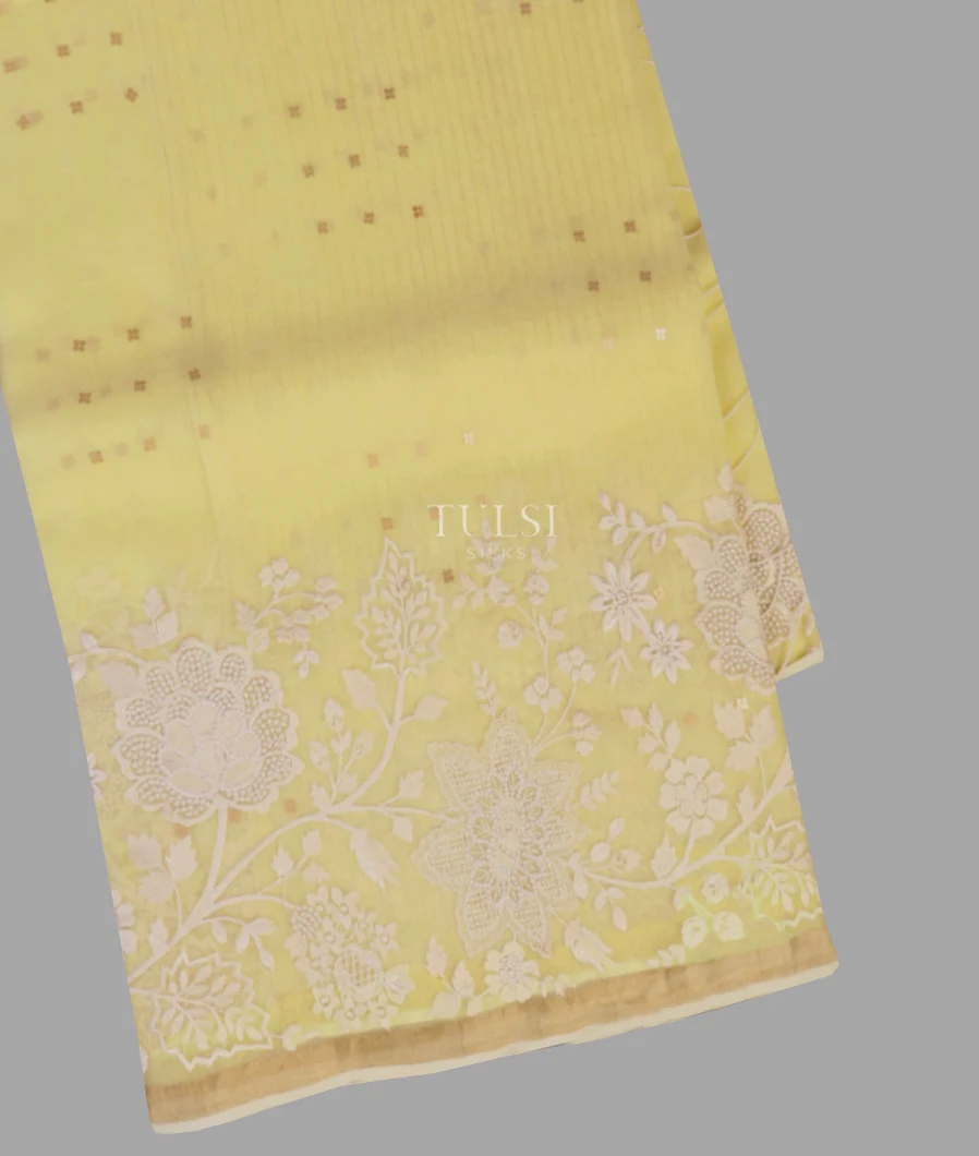 Yellow Kora Organza Embroidery Saree T649949-image