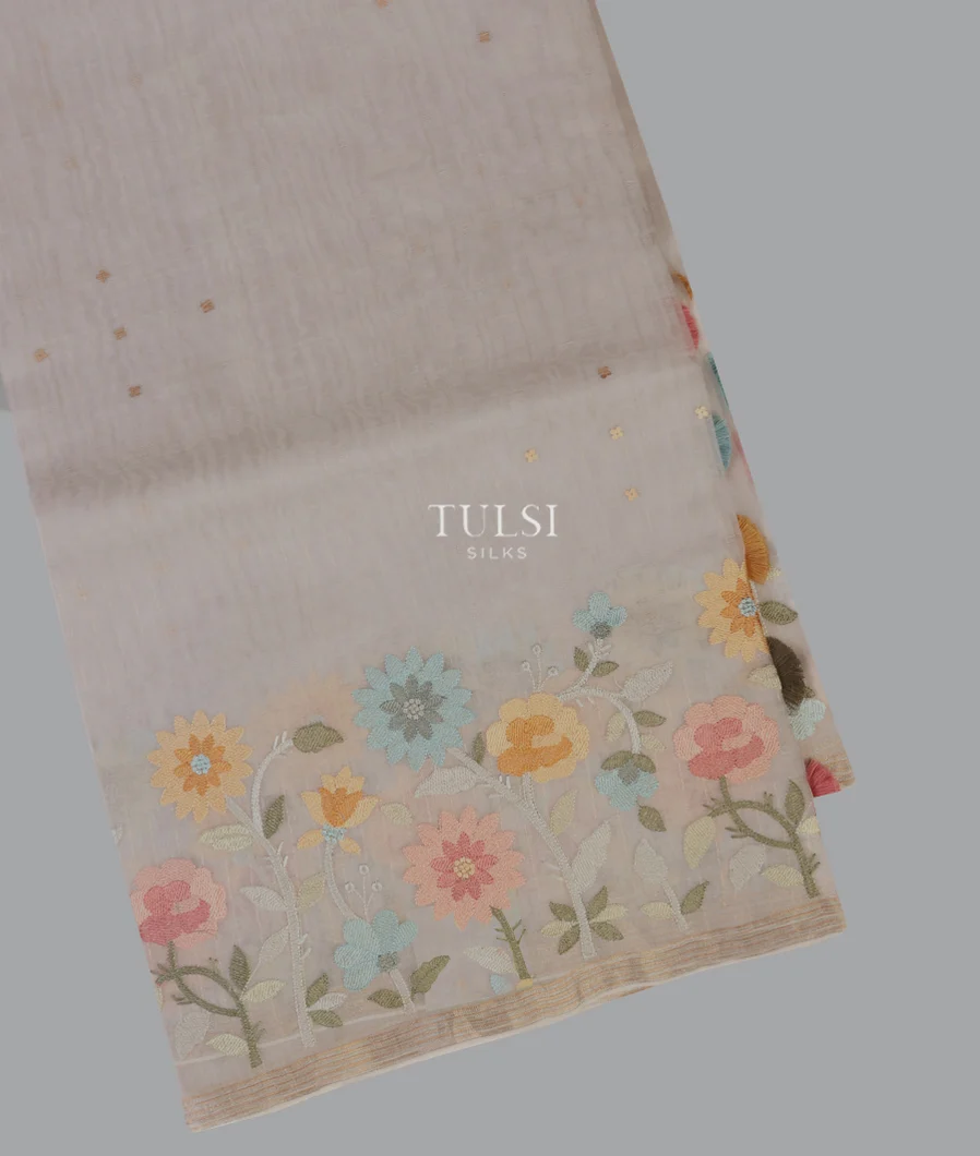 Grey Kora Organza Embroidery Saree T649945-image