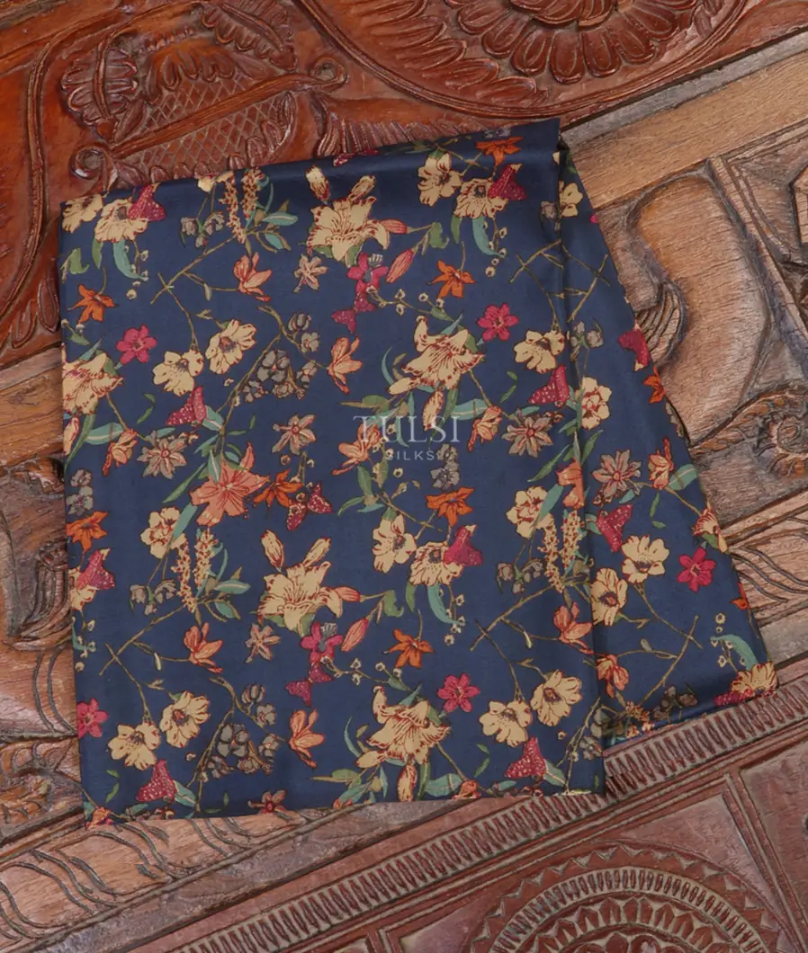 Blue Hand Printed Kanjivaram Silk Blouse T665270-image