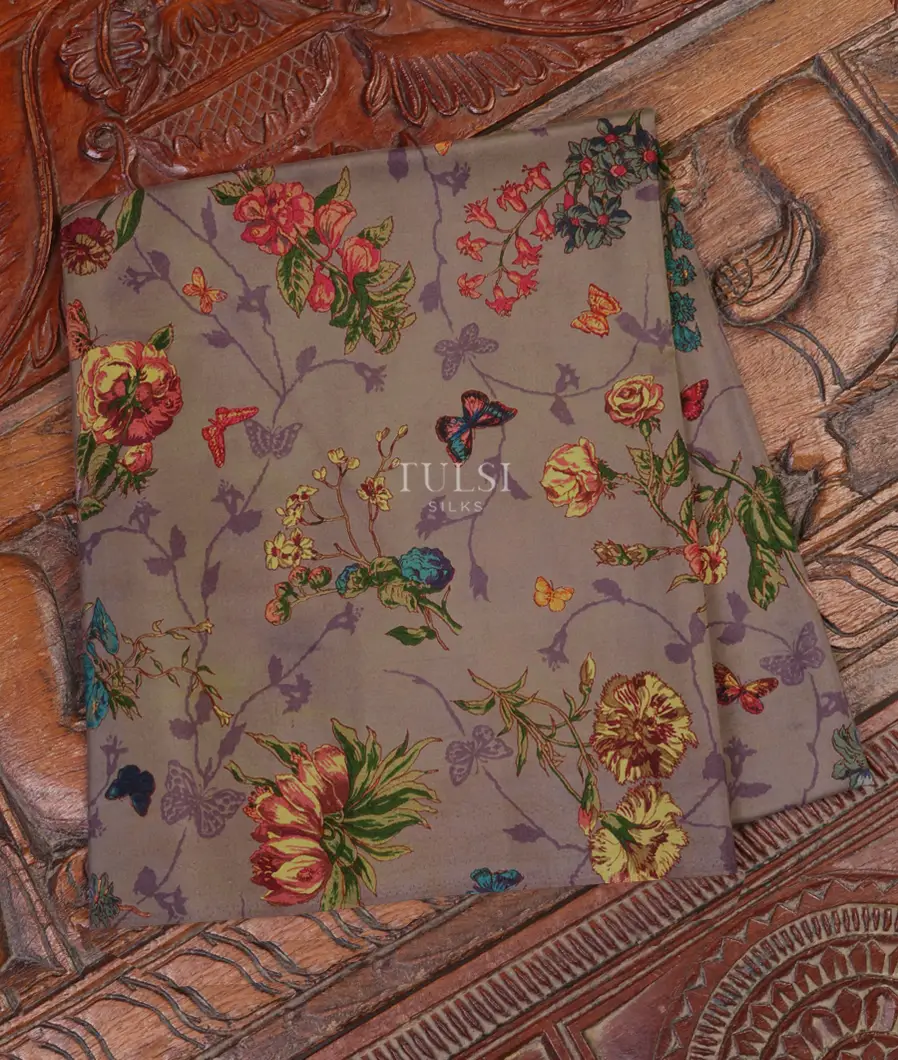 Lavender Hand Printed Kanjivaram Silk Blouse T514305-image