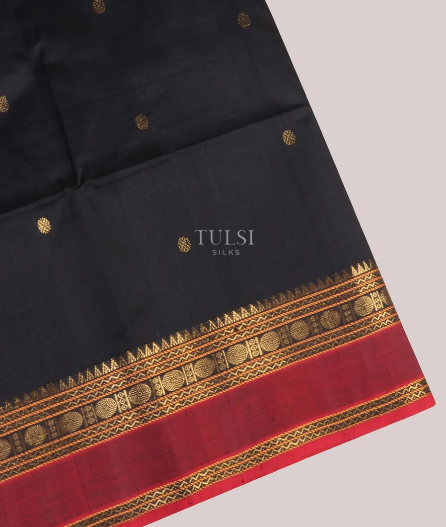 Black Silk Cottn Saree T675747-image
