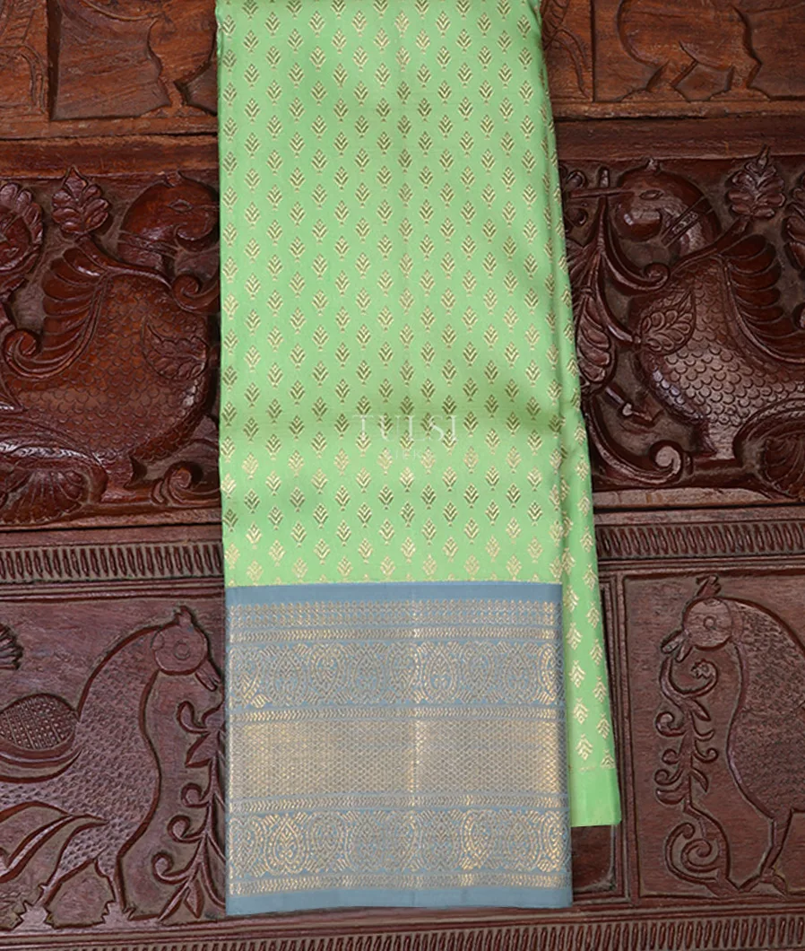 Light Green Kanjivaram Silk Kids Pavadai T642376-image