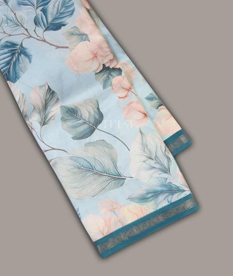 Light Blue Printed Soft Silk Saree T679342-image