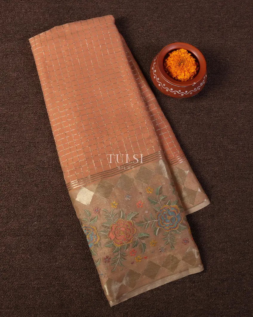Peach Mysore Georgette Silk Saree T679260-image