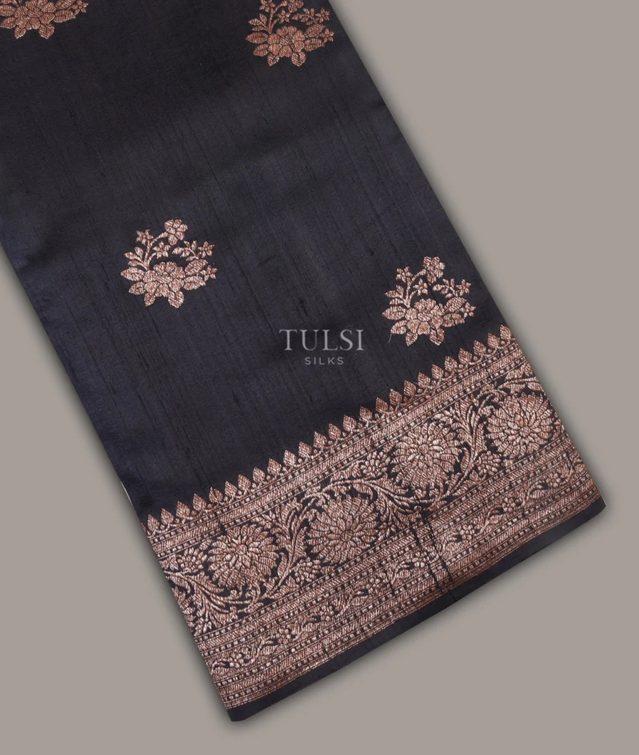 Black Banaras Tussar Saree T624424-image