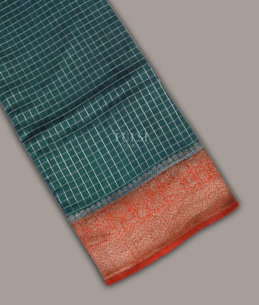 Peacock Blue Banaras Tussar Saree T674180-image