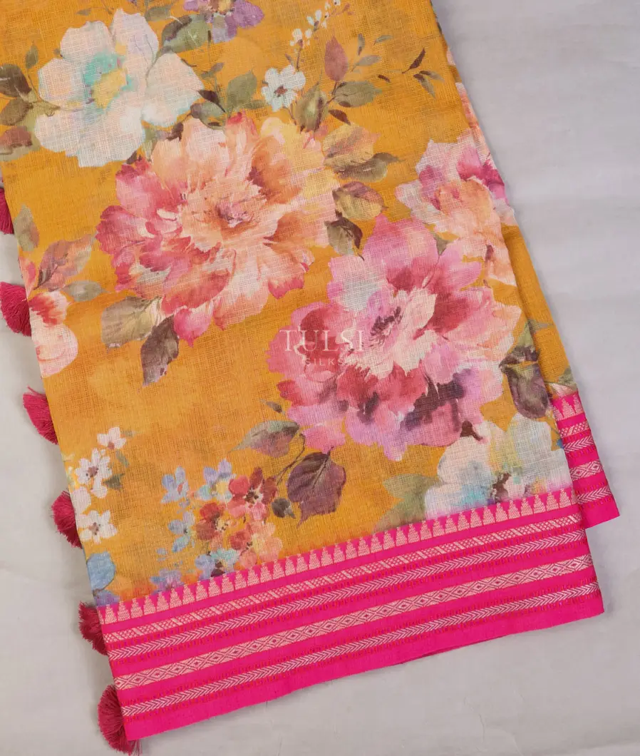 Yellow Mercerised Cotton Saree T679600-image