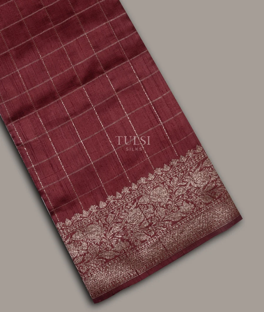 Maroon Banaras Tussar Saree T662288-image