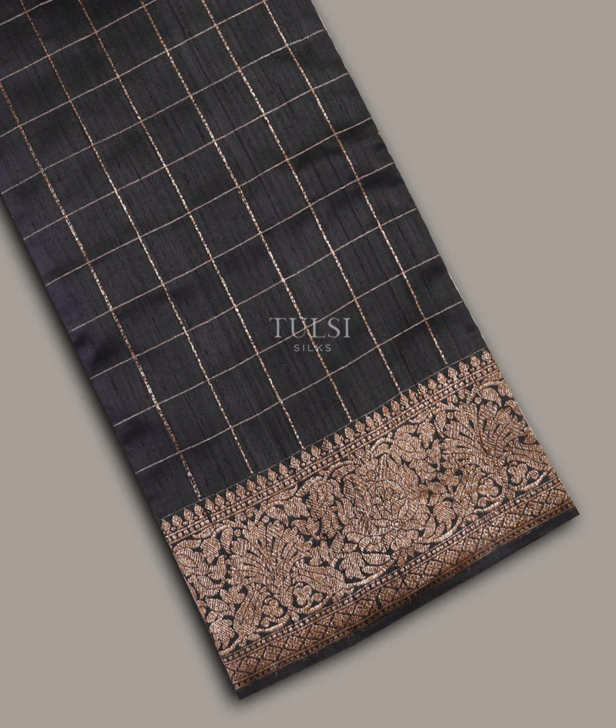 Black Banaras Tussar Saree T600281-image