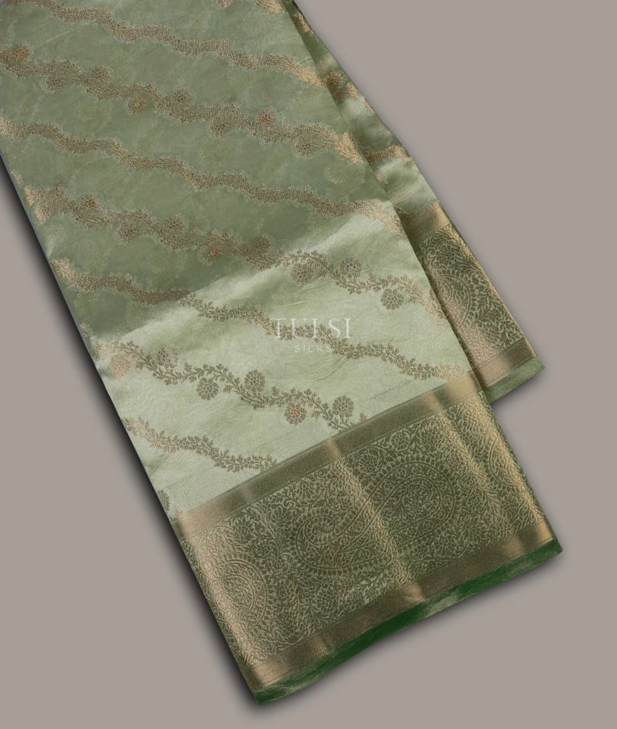 Green Banaras Tissue Organza Saree T676973-image